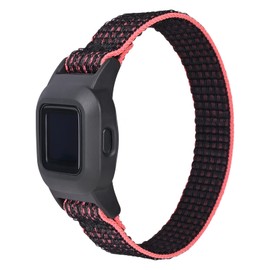 Sport Mesh Nylon Straps Compatible with Garmin vivofit jr 3 Fitness Tracker Accessory Watch Band for Kids (Pink/Black)