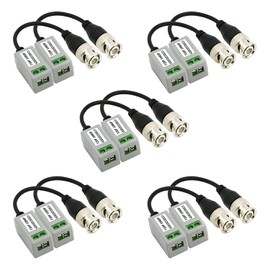 5 Pairs (10PCS) Passive Video Balun Connector, HD Mini CCTV BNC Video Balun Transceiver Transmitter AHD/TVI/CVI Cable Connectors for 720P 1080P CCTV Security Cameras (5 Pairs, Screw Type)