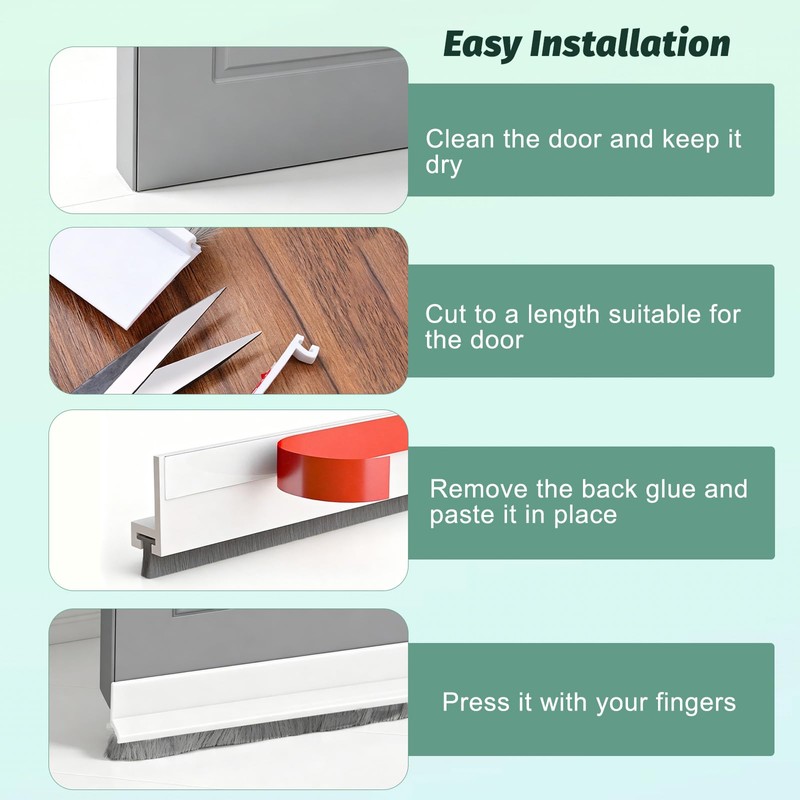 2 Pack Door Draft Stopper with Brush,2" W x 39"