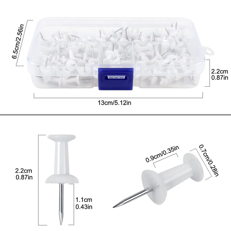 YOYUSH Push Pins, 100 Pcs Reusable Drawing Pins with Solid