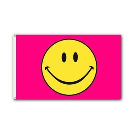 Shoe String King SSK Smiley Face (Pink) Outdoor Flag - Large 3' x 5', Weather-Resistant Polyester