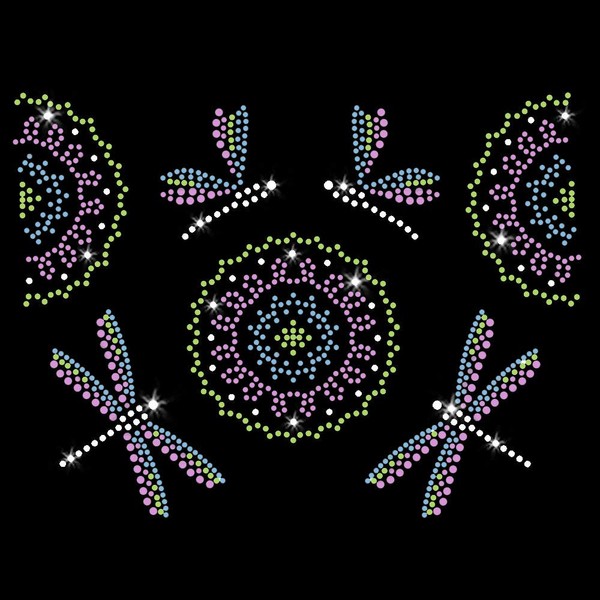 Libelle Mandala Bügelbild Strass und Strass Transfers für T-Shirts von
