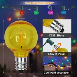 50Ft Outdoor Clear Multicolor Lights, G40 Globe Patio String Lights with 25 Colorful Bulbs(2 Spare), Outside Christmas Lights for Holiday Party Backyard Christmas