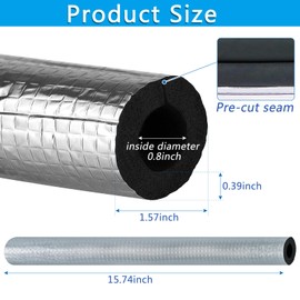 Wazitin 10 Pcs Pipe Insulation Foam Tube Self Adhesive Insulation Foam Wrap Aluminum Foil Pipe Covers for Spigot, Winter Outside Pipes, Sprinkler, Water Heater Pipes Freeze Protection (1.3 Ft x 0.8 Inch)