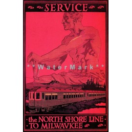 The North Shore Line 1920 To Milwaukee Vintage Poster Print Retro Style RR Art  - 11:x17" Luster Photo Paper