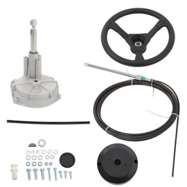WFLNHB Outboard Steering System Mechanical Boat Rotary Steering Kit, 17 Outboard Steering Cable, Turbine Steering System