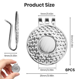 6pcs Magnetic Golf Ball Marker Hat Clip, Golf Marker Hat Clip for Men Women Golfs Hats Clips Silver Caps Holder Professional Golfs Training Accessories for Putting Green Caps Pants Gloves Belts