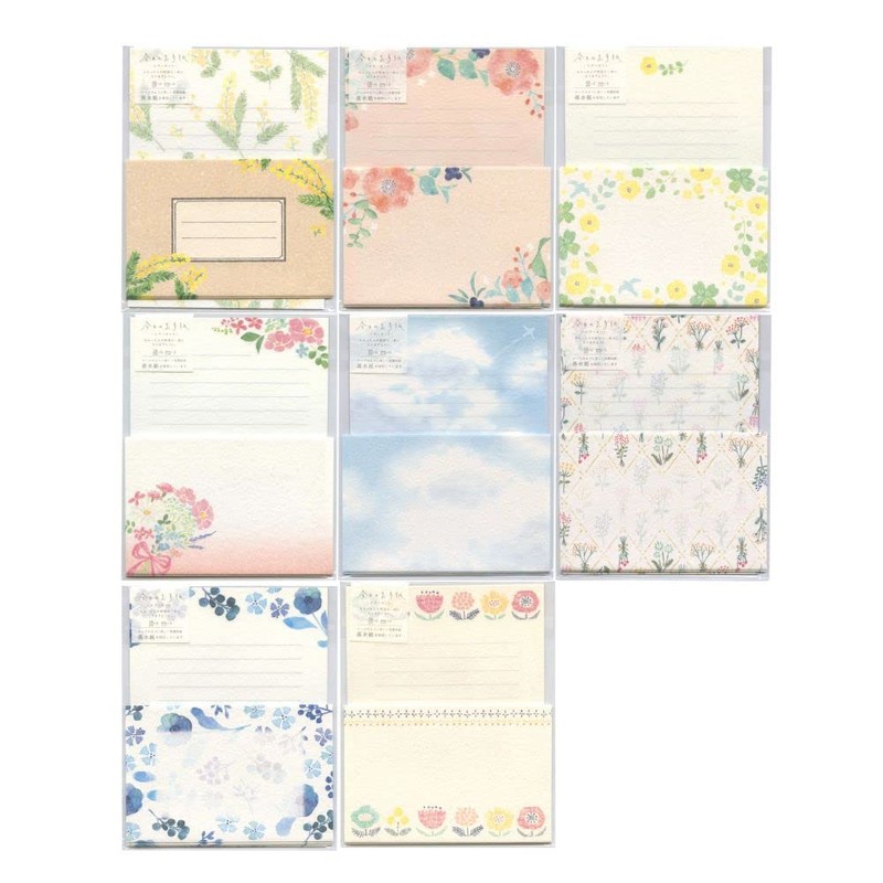 Today's Letter Set, Mino Washi (Green Flower) LLL384