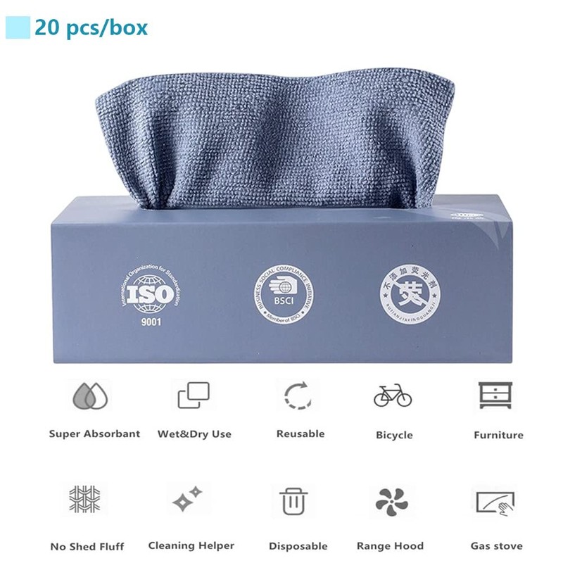 Dolemay 20 Sheets Microfiber Cleaning Cloths, Disposable Towels, Reusable Dish