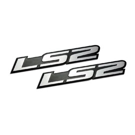 ERPART LS2 Embossed Silver on Black Highly Polished Real Aluminum Auto Emblem Badge Nameplate (Pack of 2)
