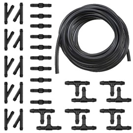 Tesnaao 30 PCS Car Windshield Washer Hose Kit, 13.1Ft Washer Fluid Hose & T-type Y-type I-type Hose Connector, Connect Water Pump and Nozzle Mounting Kit, Universa Replace Accessories for Car (Black)
