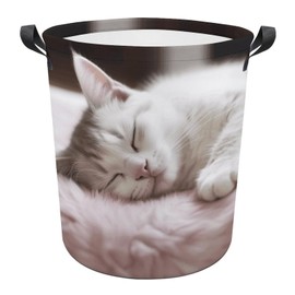 Laundry Basket Large Oxford Cloth Lightweight Storage Basket Sleeping Cat Printed Toy Storage Basket Dirty Clothes Foldable And Waterproof For Toy Collection