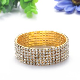 Flongo Women's Bracelet Tennis Bracelet Inlaid Rhinestones Stretchy Bracelet Gifts for Mother, Girlfriend, Bridesmaids Bracelet, Resin