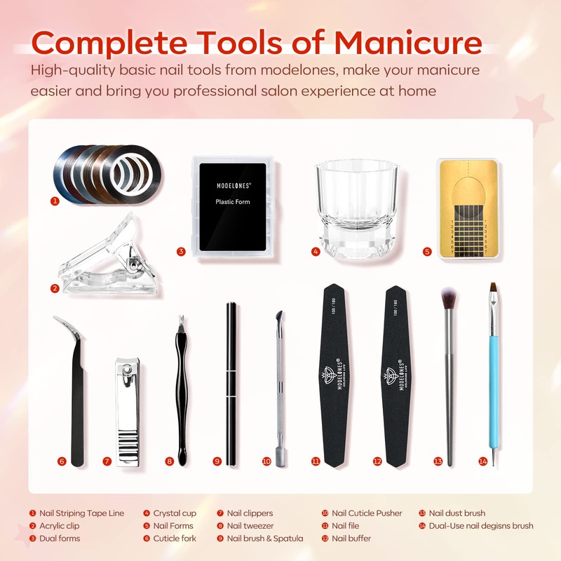 Modelones Poly Nail Gel Kit with 48W U V/LED Lamp