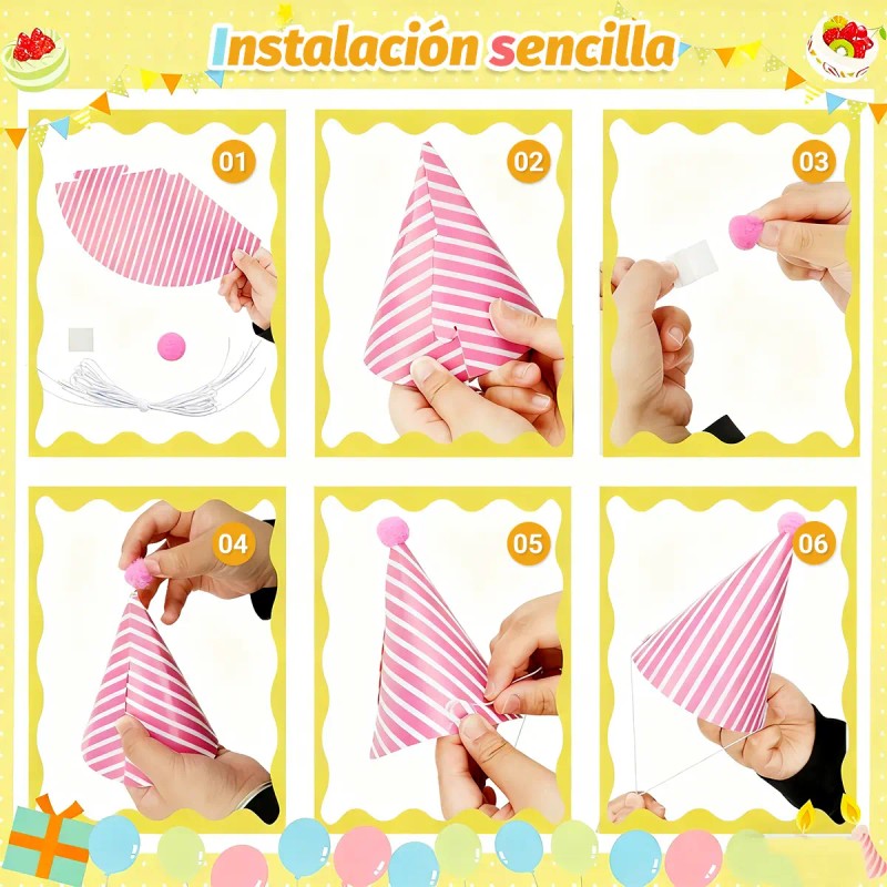 71pcs Gorros De Cumpleaños Y Silbatos Para Fiesta Infantiles