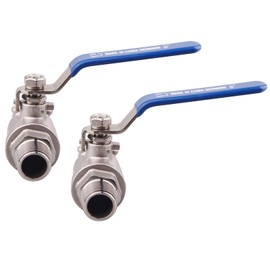 DERNORD 2 Pack Full Port Ball Valve 1/2 Inch - Male x Female Stainless Steel 304 Heavy Duty for Water, Oil, and Gas, 1000WOG