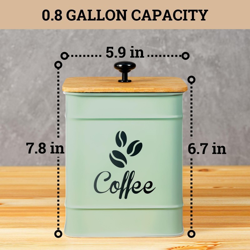 Airtight Coffee Canister - 40 oz Large Iron Sage Green