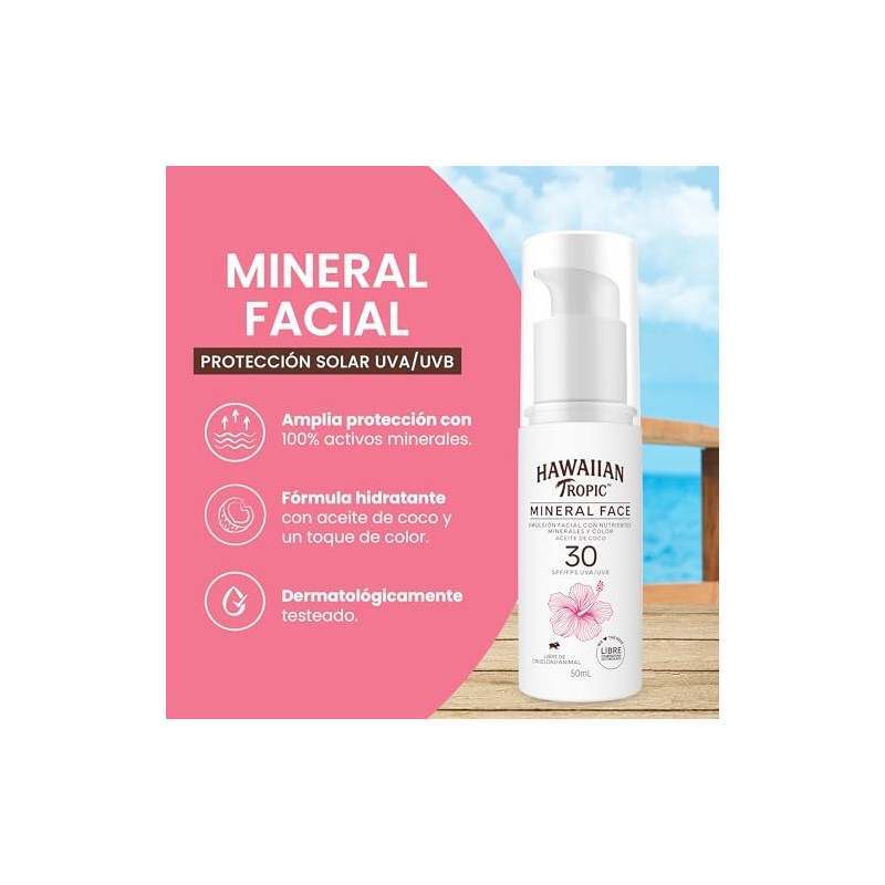 Hawaiian Tropic, Protector Solar Facial Mineral Milk 30 FPS 50ml
