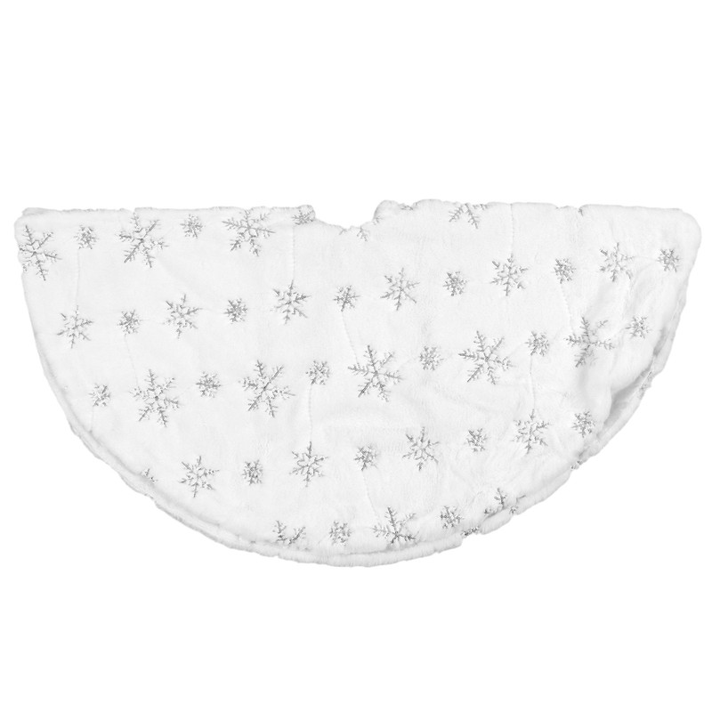 35.4in Christmas Tree Skirt Round Shape Soft Comfortable White Christmas