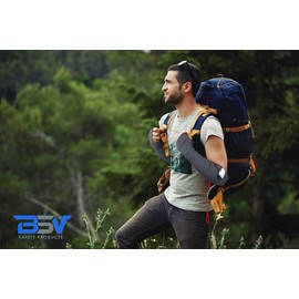 BSV Kevlar Double-Layered Arm Protection Sleeves with Thumb Hole - Cut, Scratch, Heat, Stab, and Bite Resistant - Unisex, 18 Inches, Black, 1 Pair