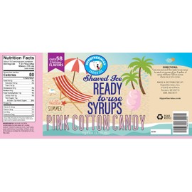 Hypothermias Pink Cotton Candy Ready to Use Gallon (128 Fl. Oz) Hawaiian Snow Cone Flavors Syrup - Shaved Ice, 100% Pure Cane Sugar