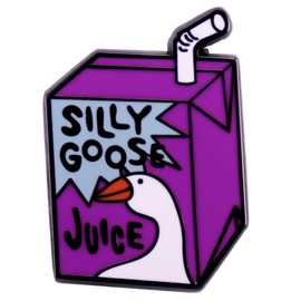 Silly Goose Juice Funny Enamel Pin Purple Drink Badge Lapel Pin Cartoon Juice Box Brooch Pin Cute Animal Duck Juice Brooch Pin Clothing Backpack Hat Decoration