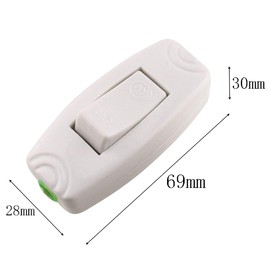 E-outstanding Inline Cord Switch 2PCS AC250V 16A On/Off White Button Rocker Control Switch for Desk Ligh Bedroom Lamp