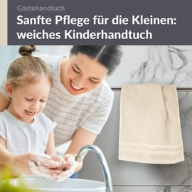 Lashuma Cotton Hand Towel 30 x 50 cm in Natural, London Fluffy Towel for the Face, Children and Guests