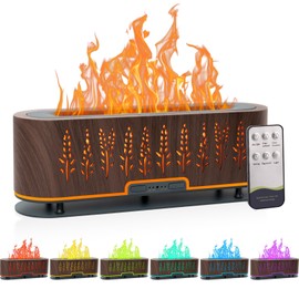 Essential Oil Diffusers, Flame Air Diffuser Humidifier, 200ml Aromatherapy Diffuser with 2 Mist Mode 4 Timer Up & Waterless Auto-Off Protection for Bedroom Home (Wheat-Dark Brown)