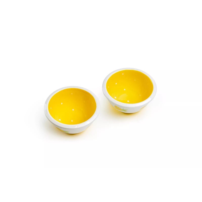 Terramoto Ceramic Pineapple Polka Dots Snack Bowl Set of 2