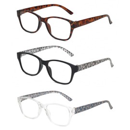 Calabria L 15558 Reading Glasses +2.50 Tortoise,Crystal Pink,Black 3 Pack Holiday Gift Box Set Women Trendy Eyeglass Readers