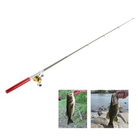 HUIOP Fishing Rod Reel Combo Set Mini Telescopic Portable Pocket Pen Fishing Rod Pole and Reel Aluminum Alloy Fishing Line Soft Lures Baits Jig Hooks