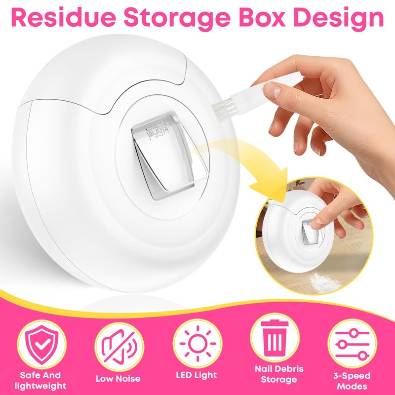 3-in-1 Electric Nail Clipper for Adults & Seniors, 3 Speeds