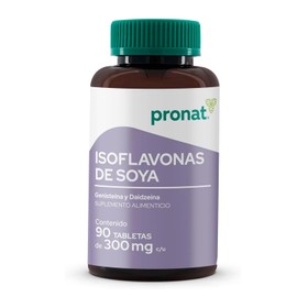 PRONAT  Isoflavonas de Soya, Suplemento Alimenticio, con Genistena, Daidzena y Mezcla de Celulosas, 90 Tabletas de 300 mg                             