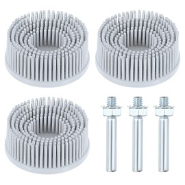 sourcing map 3pcs Bristle Disc 2" 120 Grit R-Type Abrasive Brush Coarse Bristle Disc Deburring Electric Disc Brush Attachment with 1/4" Round Shank Abrasive Coating Removal Disc for Metal, Gray