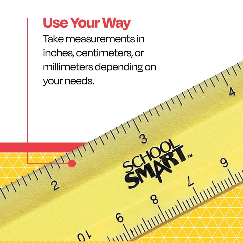 School Smart 1473613 Plastic Ruler, 6", Assorted Colors (Pack of