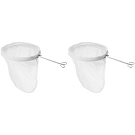 sourcing map 2 Pcs Cloth Coffee Filter Bags, Coffee Sock Filter, Reusable Coffee Strainer with Double Hook Steel Ring Handle, Medium, White