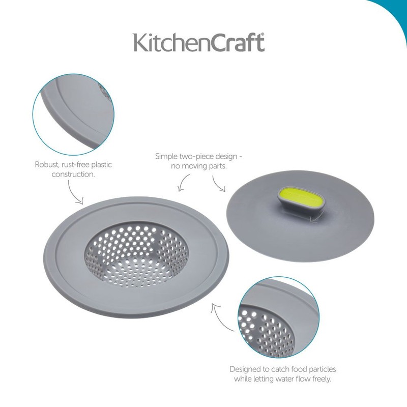 KitchenCraft 2-in-1 Plastic Plug and Sink Strainer, 11.5 cm (4.5")