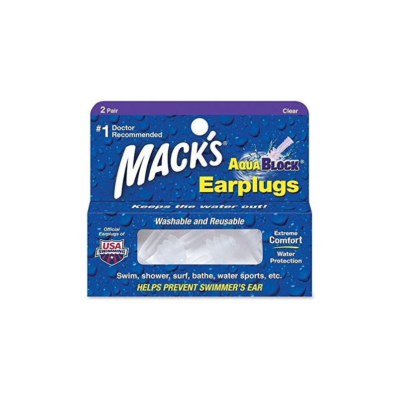 Mack's AquaBlock Earplugs 2 pair,Pack of 3