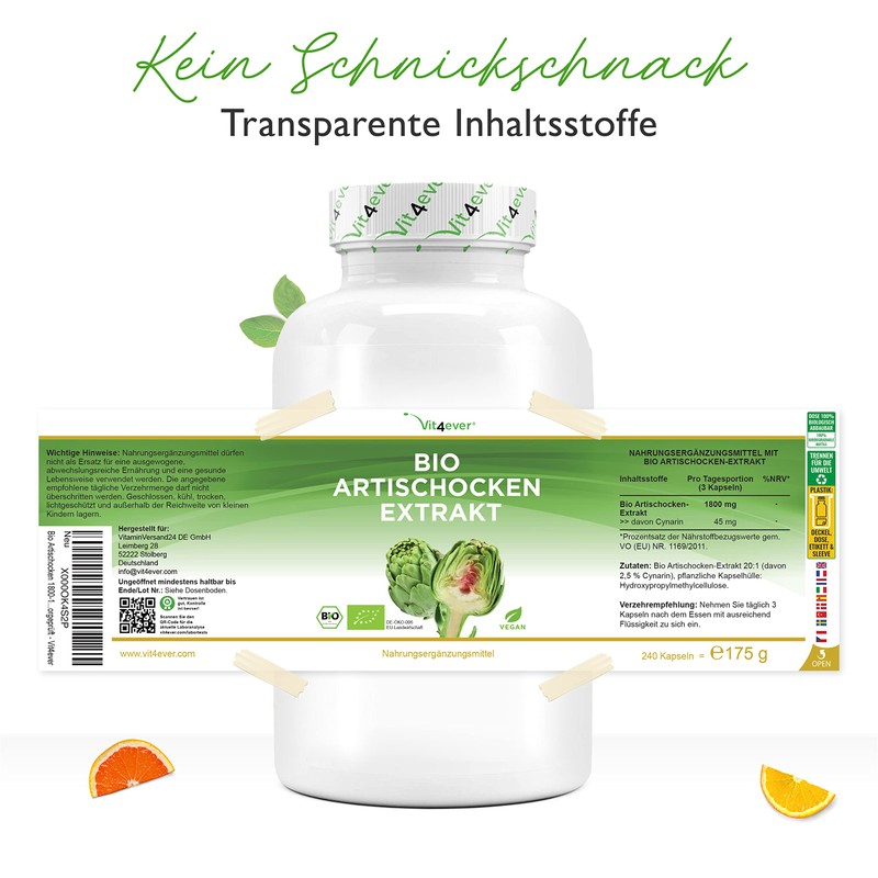 Artichoke 1080, 150 VeganCaps 1080mg Artichoke Extract, 2.5% Cynarin, VIT4EVER