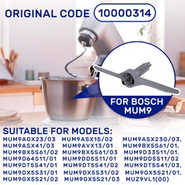 MONTERAL Food Processor Blade Holder with the Original Code 10000314 for Bosch MUM9 - Drive Shaft for Cutting Discs with Impeller - Warranty 10 Years