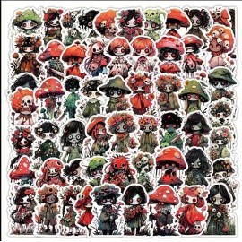 Unbranded 10pcs Mushroom Zombie Fungus Invasion Stickers- Scrapbooking, Journaling, DIY