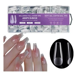 Puntas De Uñas De Bailarina Acrílicas Medio Mate 480pcs