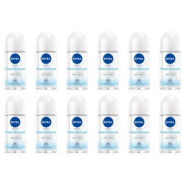 Nivea Fresh Natural Infini-Fresh Roll-On Deodorant Antibacterial 48 Hr.50ml 12Pk