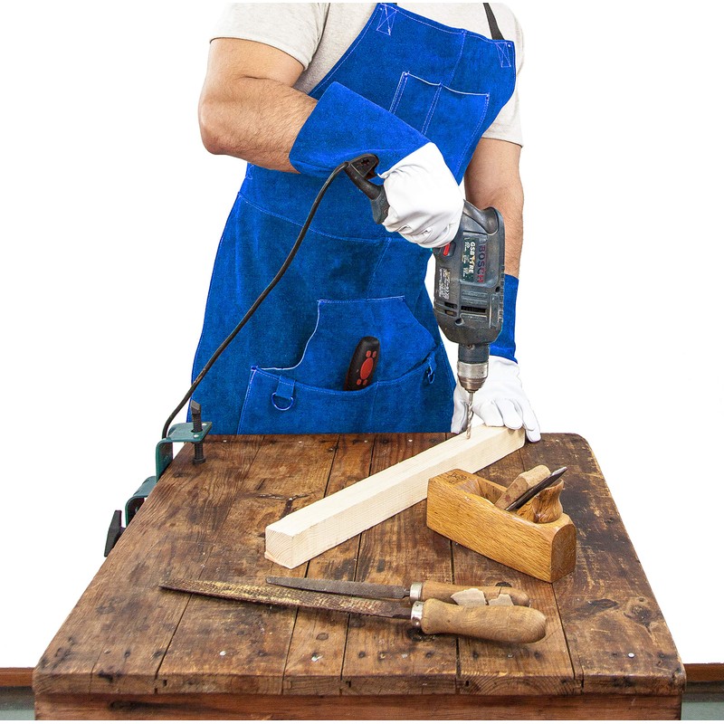 DIMWELD Leather Welding Apron With 6 pockets for men. Heavy