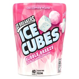 Ice Breakers  Cubes Bubble Breeze Chewing Gum 40 Pieces 4 Bottles Free Shipping