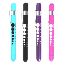 SIPYTOPF 4 Pack Pen Light,Reusable LED Penlight with Pupil Gauge and Ruler,White Light Torch for Nurses Doctors Students (Sky Blue+Pink+Black+Purple)