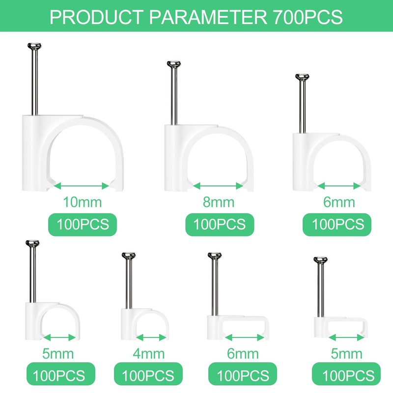 Chiluxendo Pack of 500 Round Cable Holders + 200 Square