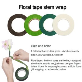 Woohome 8 Piece Flower Arrangement Tool Kit Flora Crepe Tape, 26 Gauge Flower Stem Wire, Floral Wire and Wedding Bouquet Wire Cutter