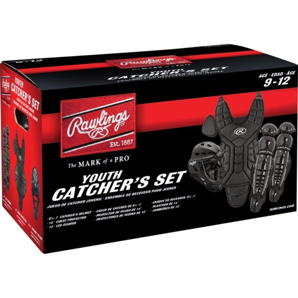 Rawlings Sporting Goods 9-12 Catcher Set Players Series, Black